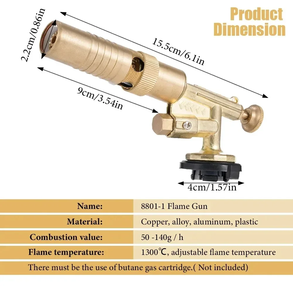 1300℃ Welding Burner Flame Gas Torch Flame Gun Blowtorch Cooking Soldering Butane Autoignition Gas-Burner Lighter Heating