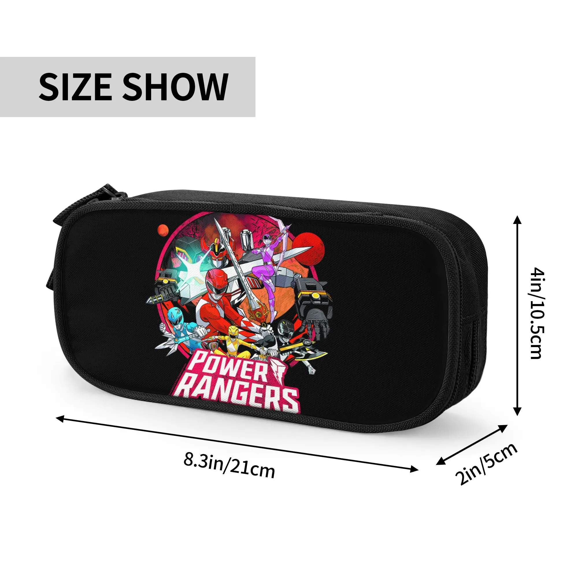 Large Capacity Bags for Child Cartoon Power Rangers Vintage Comic Style Group Action Circle  School Pencil Bag