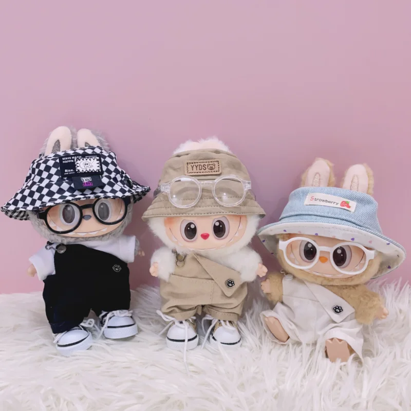 

POP MART1.2.3 поколения Labub кошачья лапа комбинезон на плечах штаны комплект одежды подростковые глаза плачущий детский комплект кукольная одежда подарки