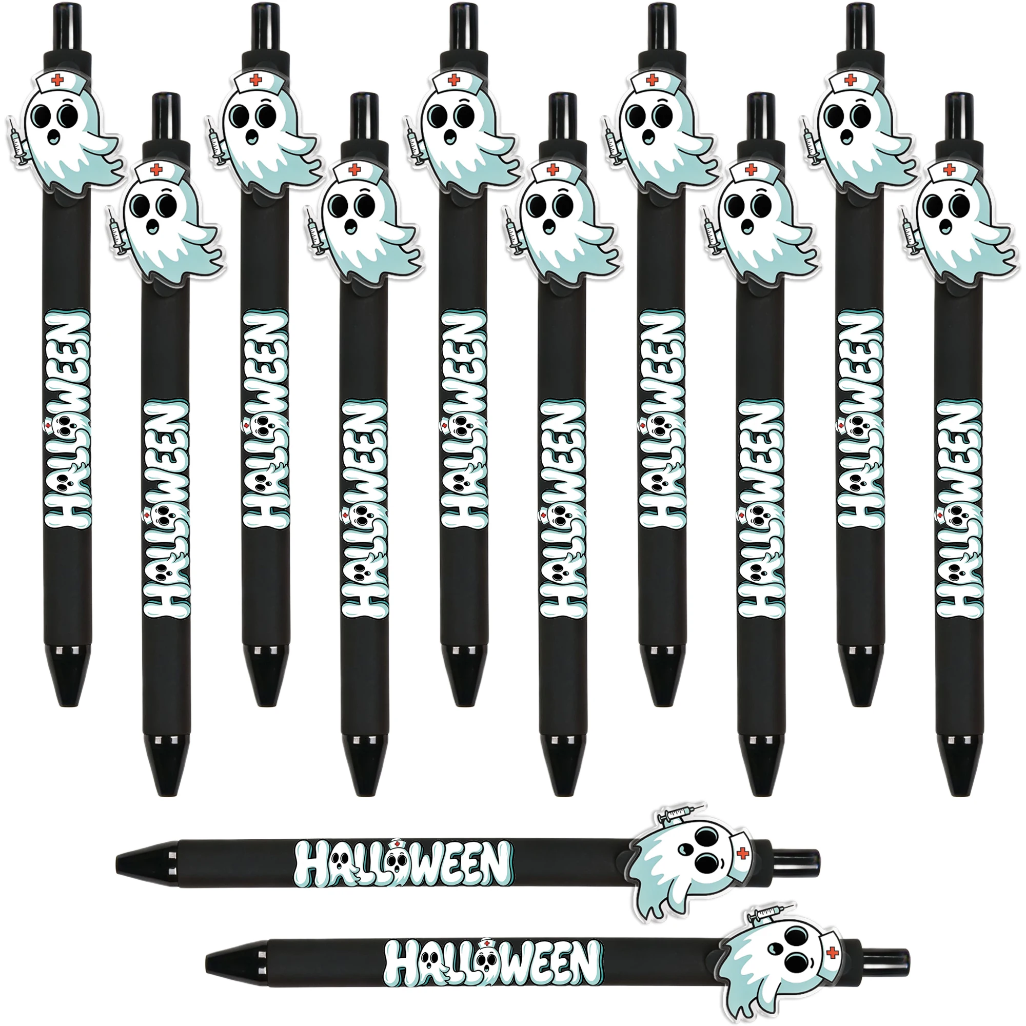 12PCS Halloween nurse ghost press the ballpoint pen with random patterns