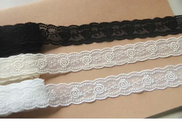 Width:2.5cm (1 inch) Flower Embroidered Lace Cotton Ribbons for Garment Sewing Scrapbooking Accessories （ss-811)