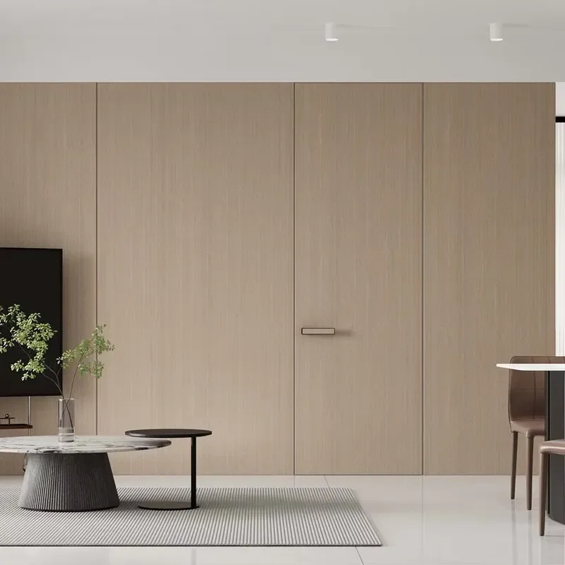 Modern High-End Hidden Solid Wood Door for Bedroom and Living Room High Sound Insulation Made in Foshan Source Factory