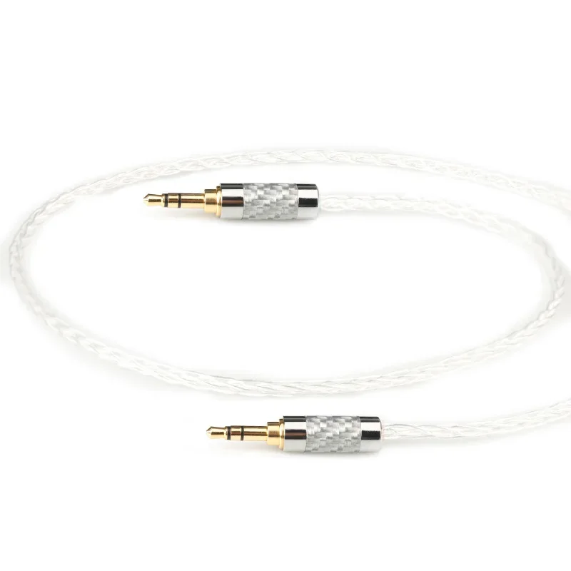 

7N OCC 8 Croes Silver-plated 3.5mm to 3.5mm Male to Male Aux Audio Cable for Car head-mounted Headphone Wire Line