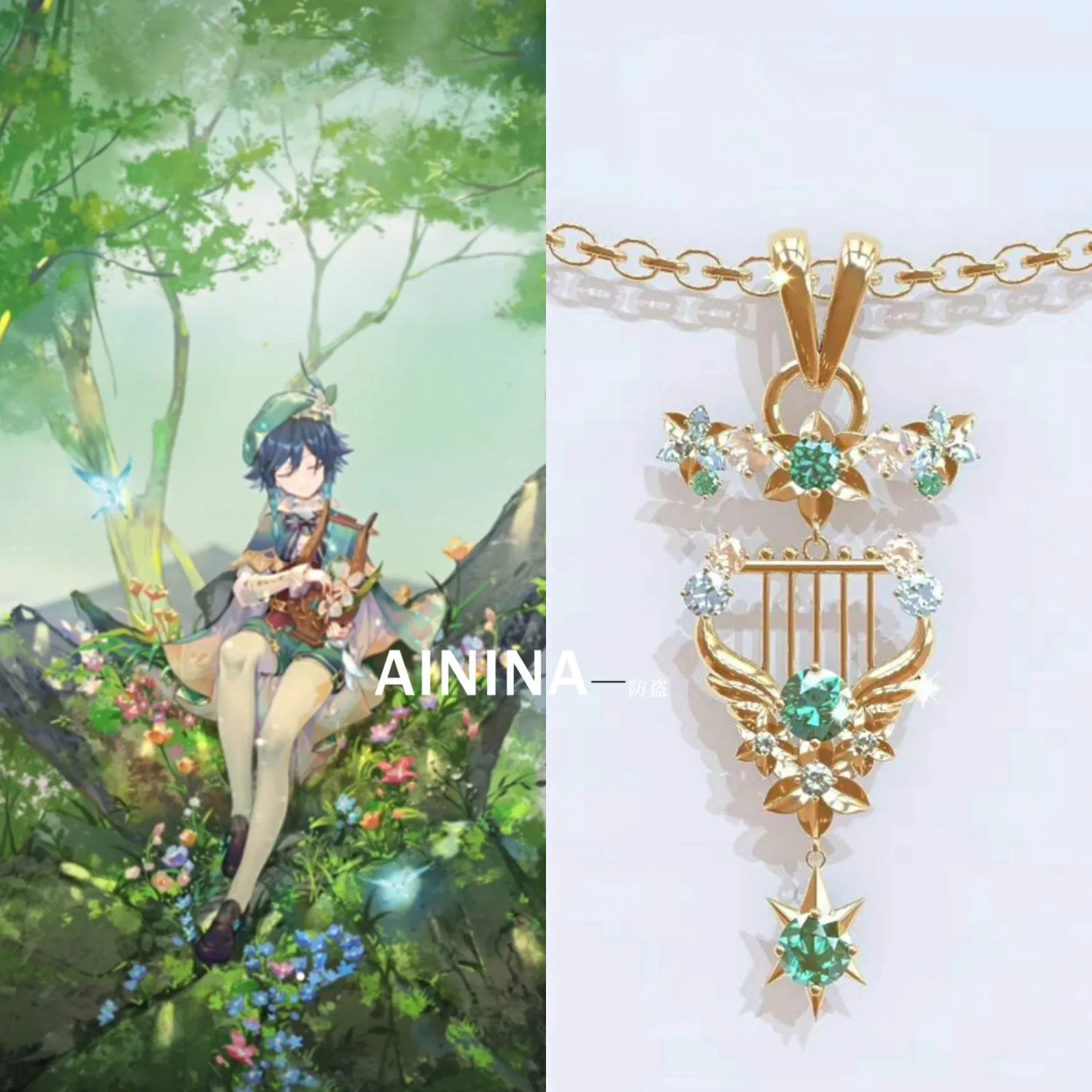 

Genshin Impact Fantasy Figurines Necklace Noelle Mona Bennett Barbatos Furina Impression Necklace Kawaii Gifts for Friends