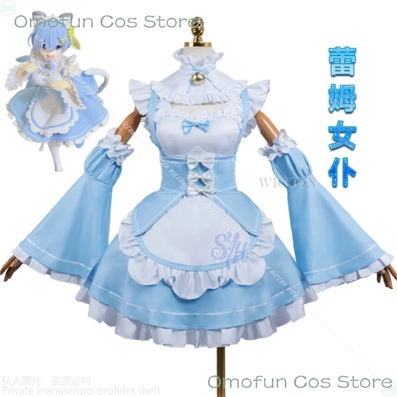 s,3'g\7;Re:Life In A Different World Anime From Zero Cosplay Rem Costume Kawaii Aqua Lace Neko Maid Furry Cat Earwear H4;b,7\k/8 view 2