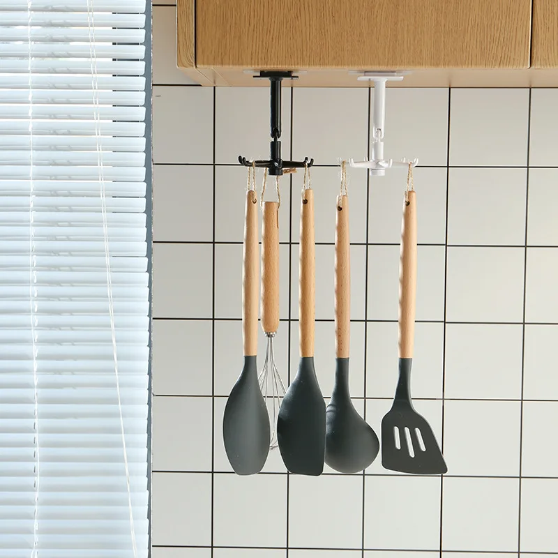 Multi Functional And Rotatable Hook, No Punching, Strong Adhesive Storage Rack, Suitable For Small Items In Kitchen And Bathroom