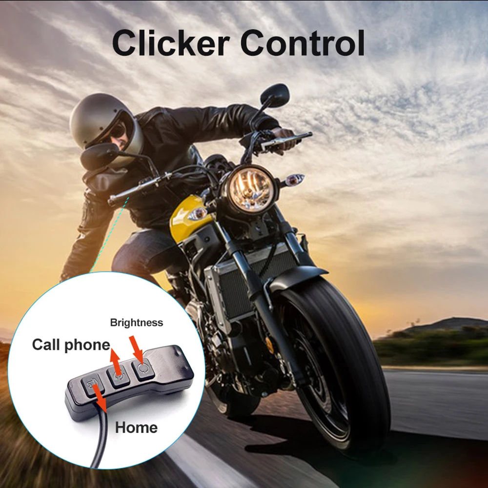 Motorcycle Recorder Dual Cameras Waterproof Dashcam Carplay Screen Android Auto Monitor With TPMS Sensor