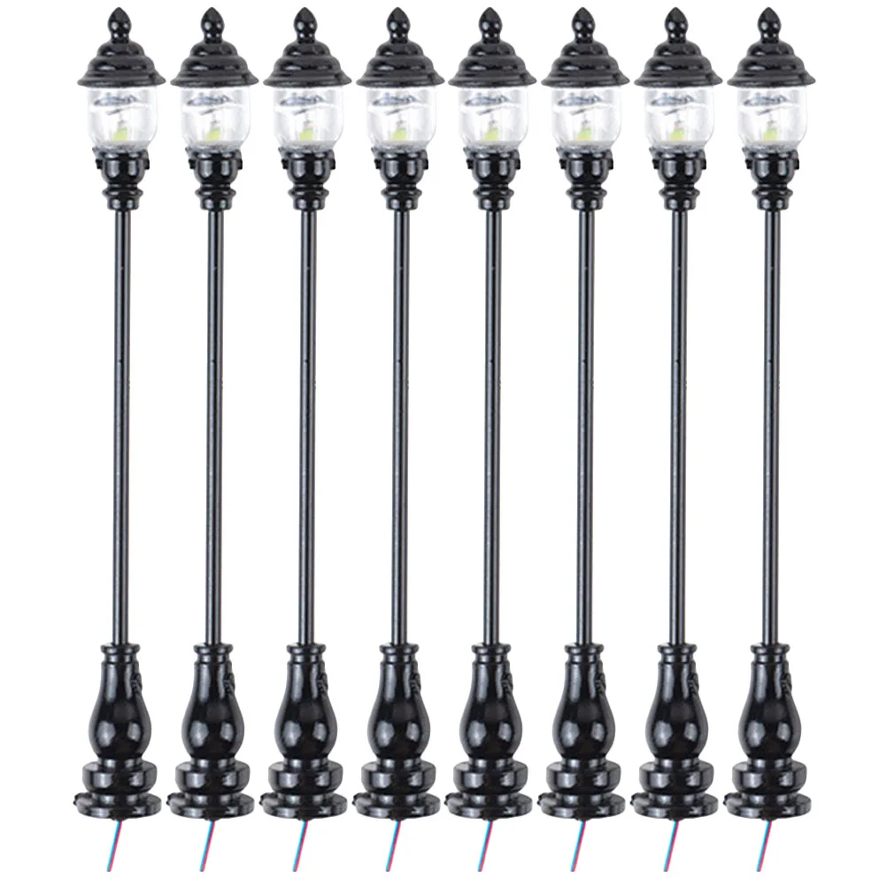 8 Pcs Model Garden Light Lamppost Outdoor Solar Lights Landscape Decor Miniature Sand Table Street Village