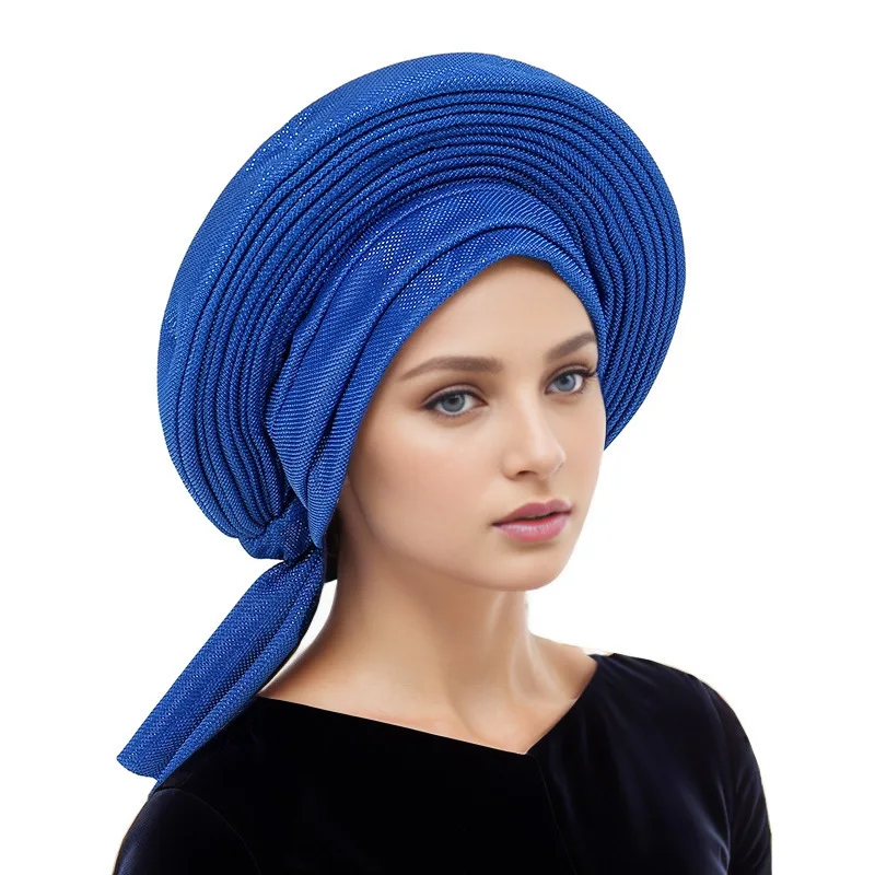 Di alta Qualità Africano Headtie Nigeriano Aso Oke Donne Testa Cravatte Avvolge Turbante Gele Headtie Femme Foulard per la Festa Nuziale