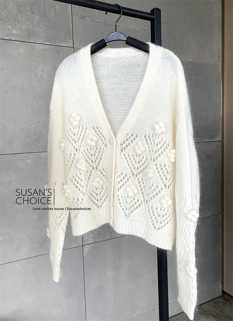 سوزان كسول تنوعا الخريف الشتاء سترة مشغولة من الصوف V Ne المرأة سترة مدمن مخدرات زهرة تصميم طويل Sve طول منتظم