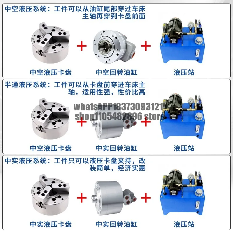 Two-jaw/three-jaw four-jaw hollow hydraulic chuck, hollow hydraulic chuck All-steel chuck
