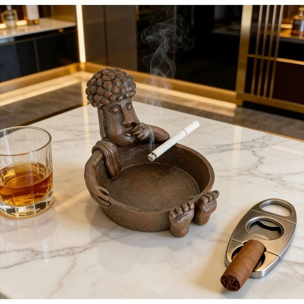 

StoneCarved Ashtray, And DustProof For Living Room Coffee Tables And Office Desks