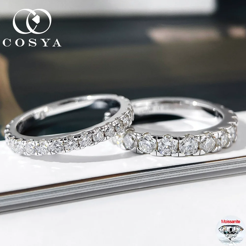 

COSYA 2-3 мм D Цвет Полный Муассанит Рядное Кольцо Для Женщин Мужчин S925 Серебряное Круглое VVS1 Лабораторное Обручальное Кольцо с Бриллиантами Изысканные Ювелирные Изделия