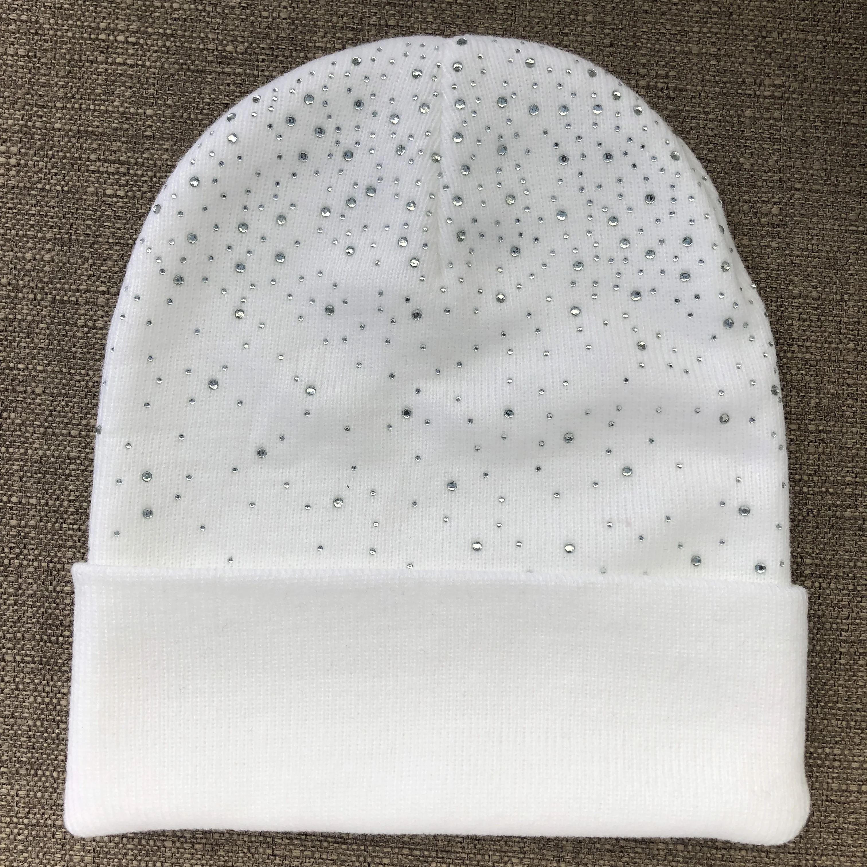 Thicken Women Knit Beanies With Rhinestone Slouchy Beanie Hats Winter Knit Caps Breathable Soft Ski Hat Cuffed Skull