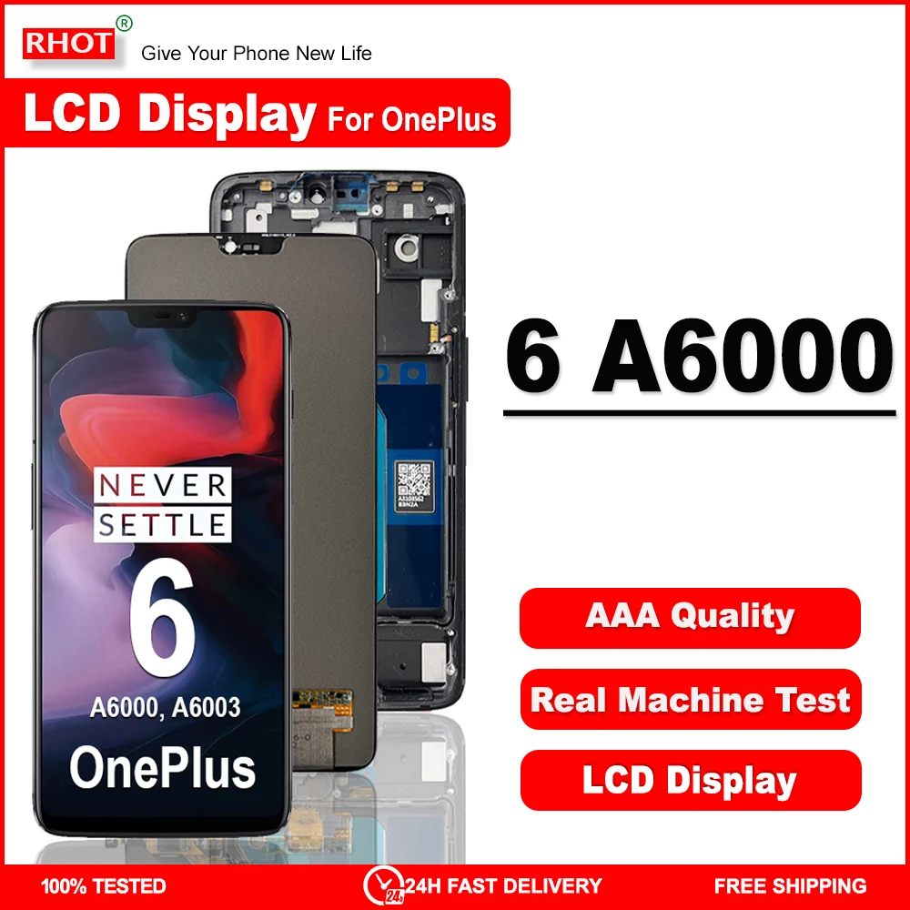 

6.28" Super AMOLED Display For OnePlus 6 LCD A6000 A6003 LCD Screen Touch Digitizer Assembly Replacement + tools For 1+ 6 LCD