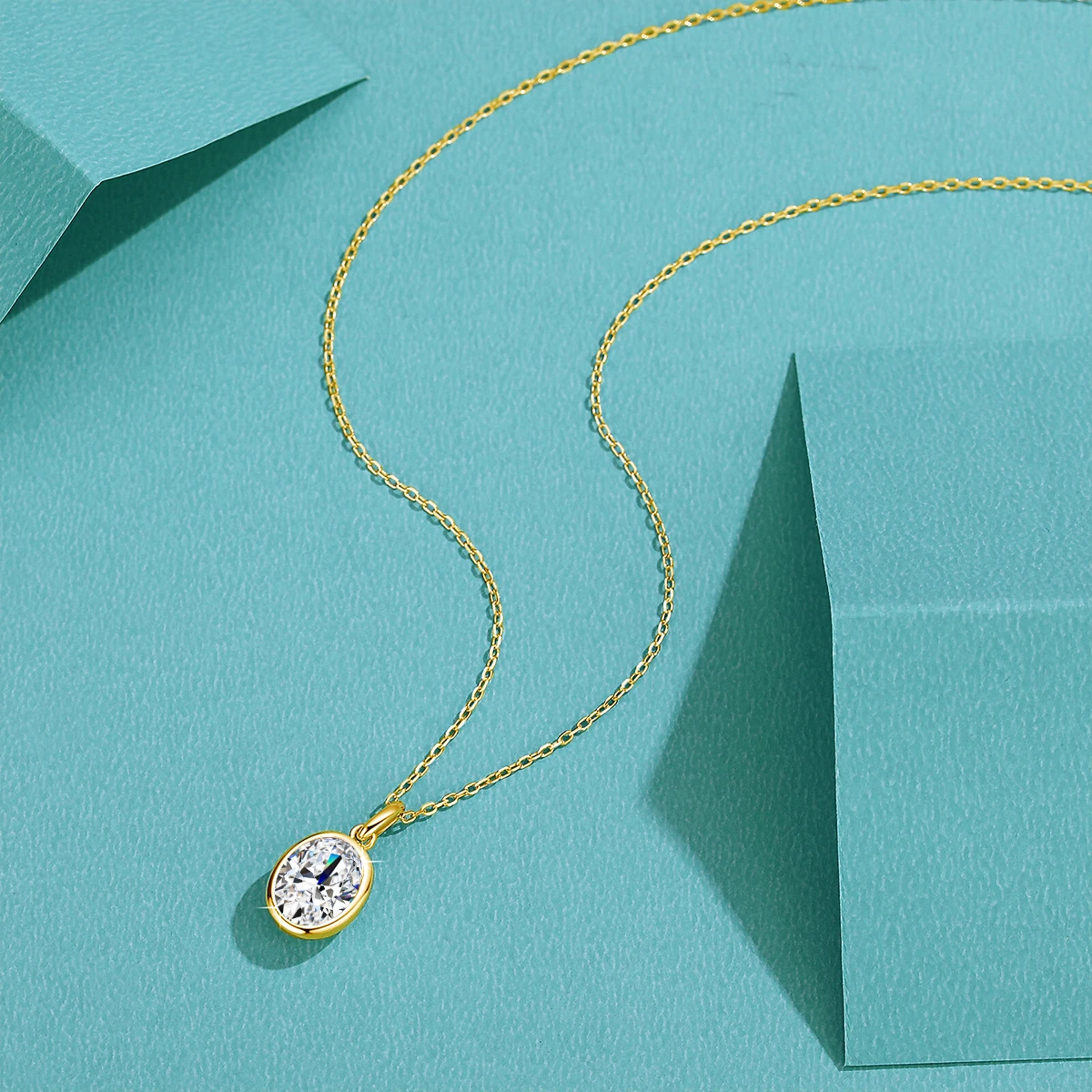 

Овальное ожерелье из серебра 925 пробы с муассанитом для женщин, кулон в форме яйца, позолоченная цепочка 18 К, колье, ювелирные аксессуары