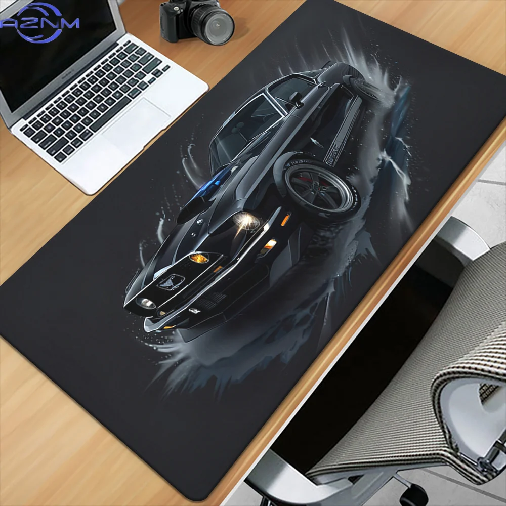 1pc Black Classic Car Pattern HD Printed Pad for Desk, Multi Functional XXL Mousepad, Keyboard Gaming Mouse Mats, Office Compute