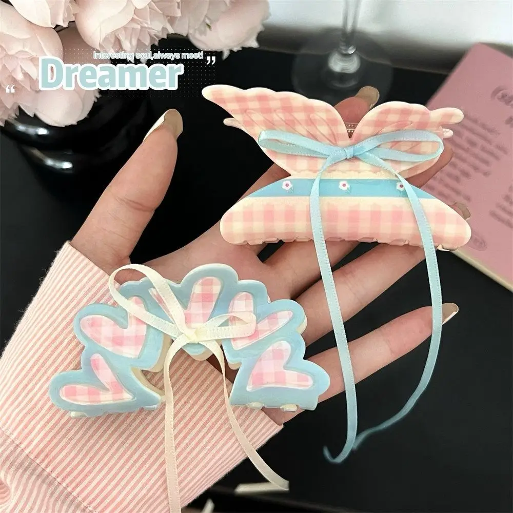 Fashion Plastic Bowknot Hair Claw Flower Ribbon Butterfly Claw Clip Ponytail Holder Headdress Bow Shark Clip Ladies