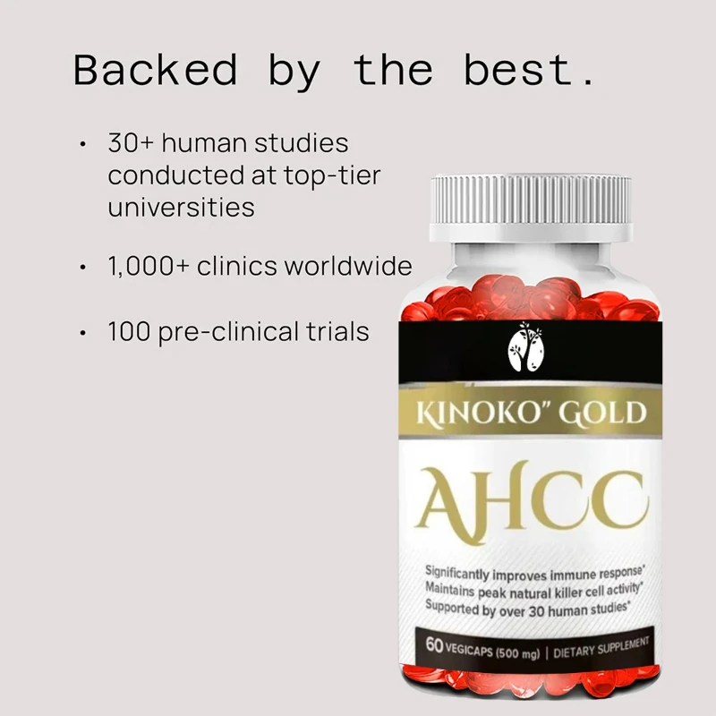 High Quality Kinoko Gold AHCC Supplement -500mg AHCC (active Hexose Related Compound) Per Capsule -60 Vegetarian Capsules