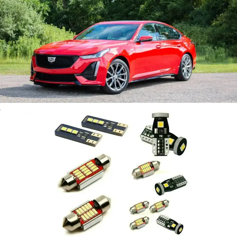 

14 шт. внутренние светодиодные автомобильные фонари для Cadillac CT5-V 2020, купольная карта, багажник, зеркальная лампа