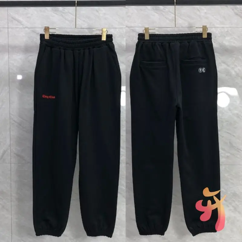 

Клубные спортивные штаны с настоящими фотографиями, черные спортивные штаны с металлической звездой и луной, красный вышитый логотип, спортивные штаны на шнурке, повседневные мужские и женские брюки