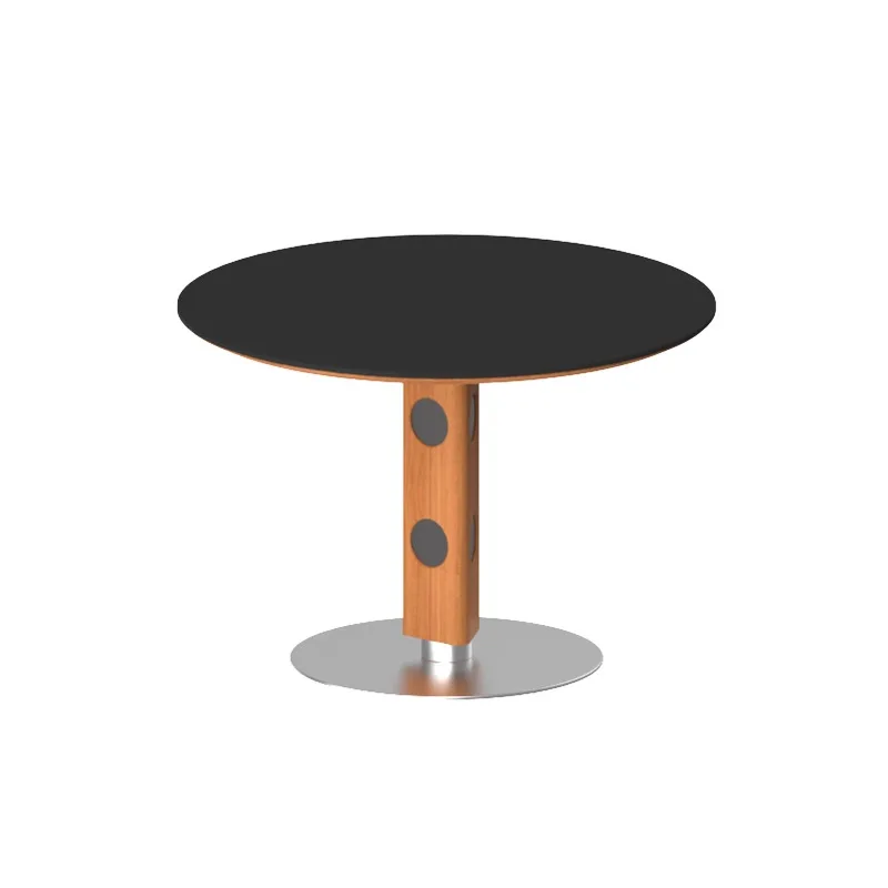 Time round table small apartment solid wood dining table household cherry wood retro round dining table rock slab