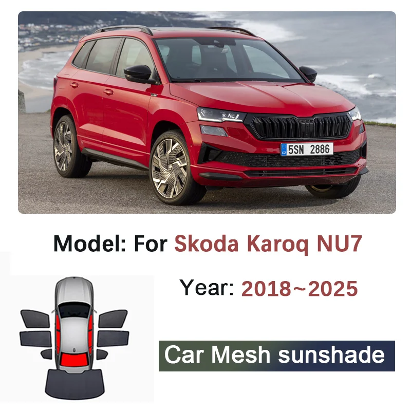 Car Mesh Sunshades For Skoda Karoq NU7 2018~2025 2020 2022 Magnetic Sun Visors Window Shading Coverage Curtains Auto Accessories - view 2