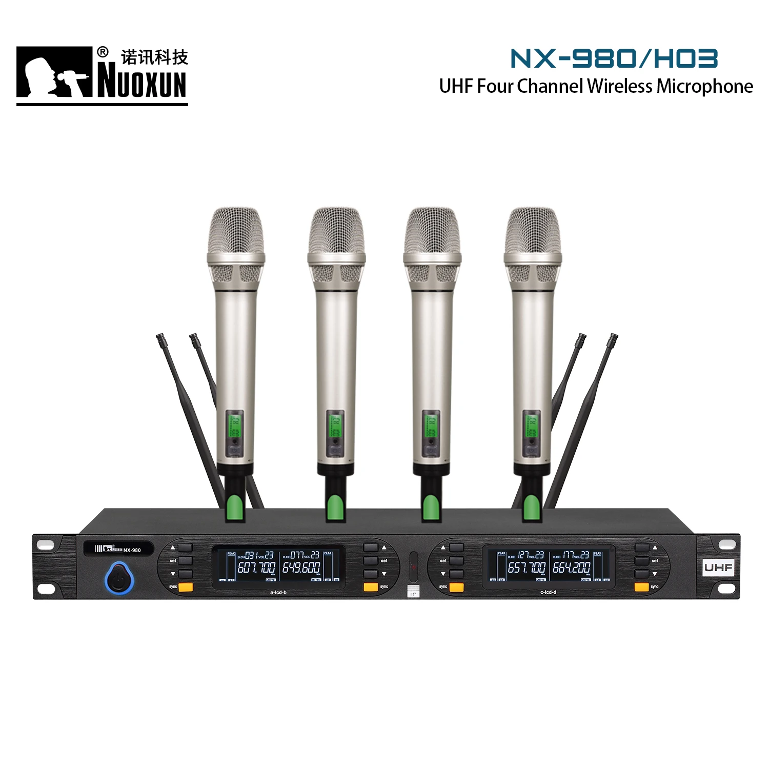 Professional Four Channel UHF Handheld Wireless Microphone transmitter module receiver module