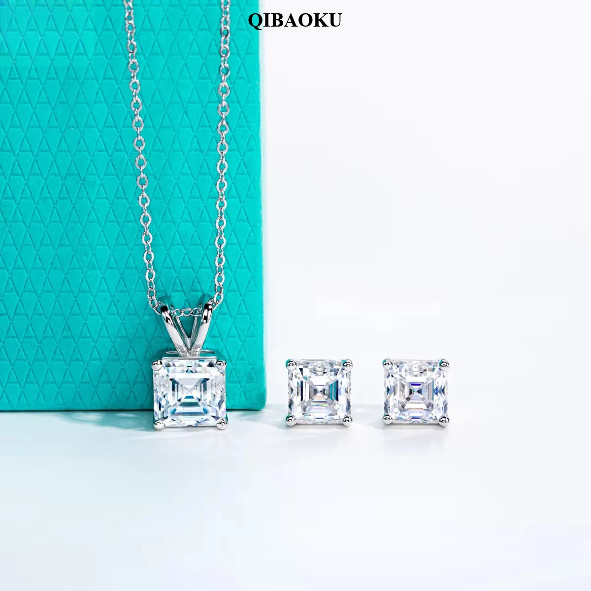 QIBAOKU 2-5ct Moissanite Necklace 0.5-3ct Earrings GRA S925 Sterling Silver 18k Gold Plated Wedding Jewelry Set for Woman 2026