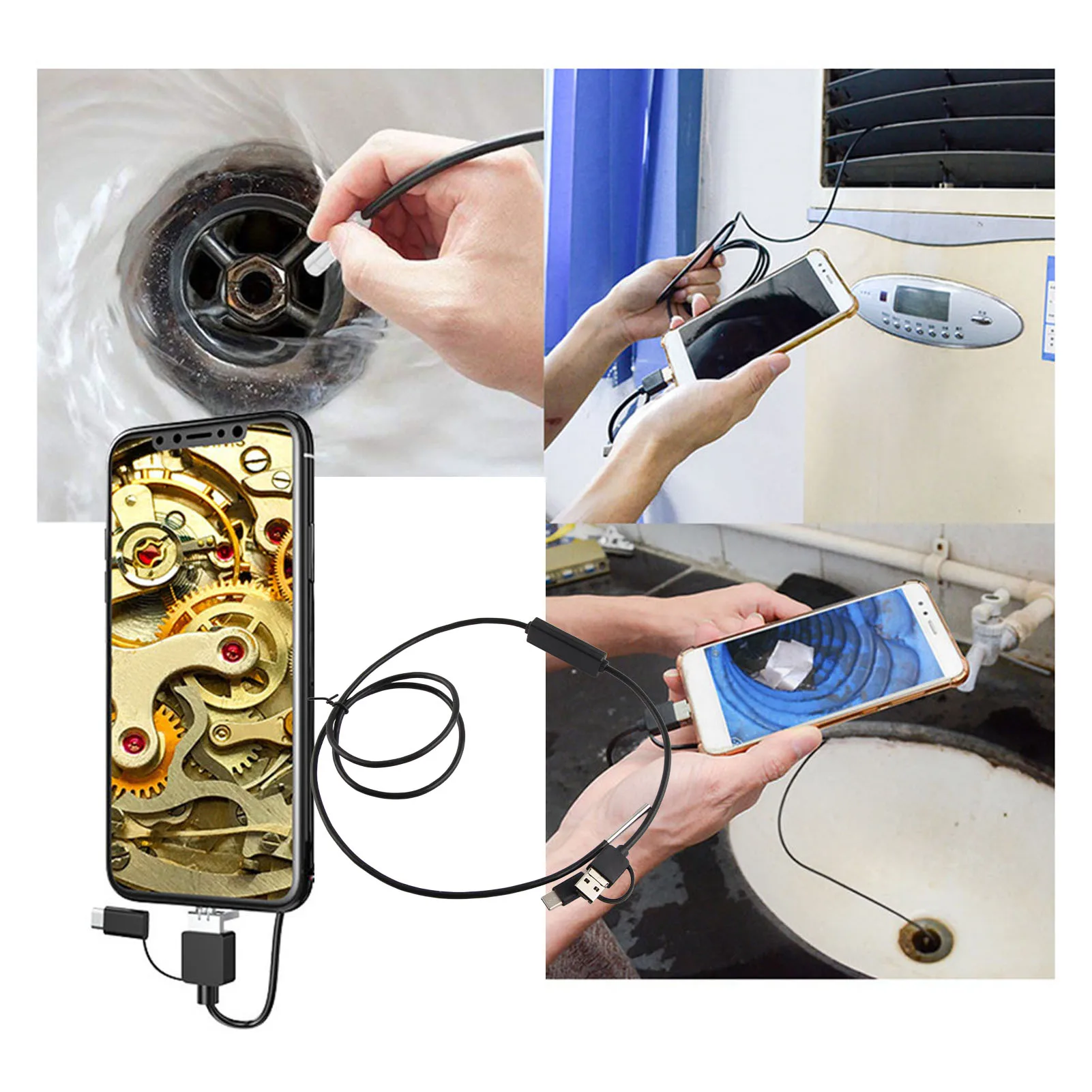 

Водонепроницаемый эндоскоп, промышленный эндоскоп 3 в 1, для мобильного телефона Android TypeC, объектив 3,9 мм, водонепроницаемый эндоскоп высокого разрешения