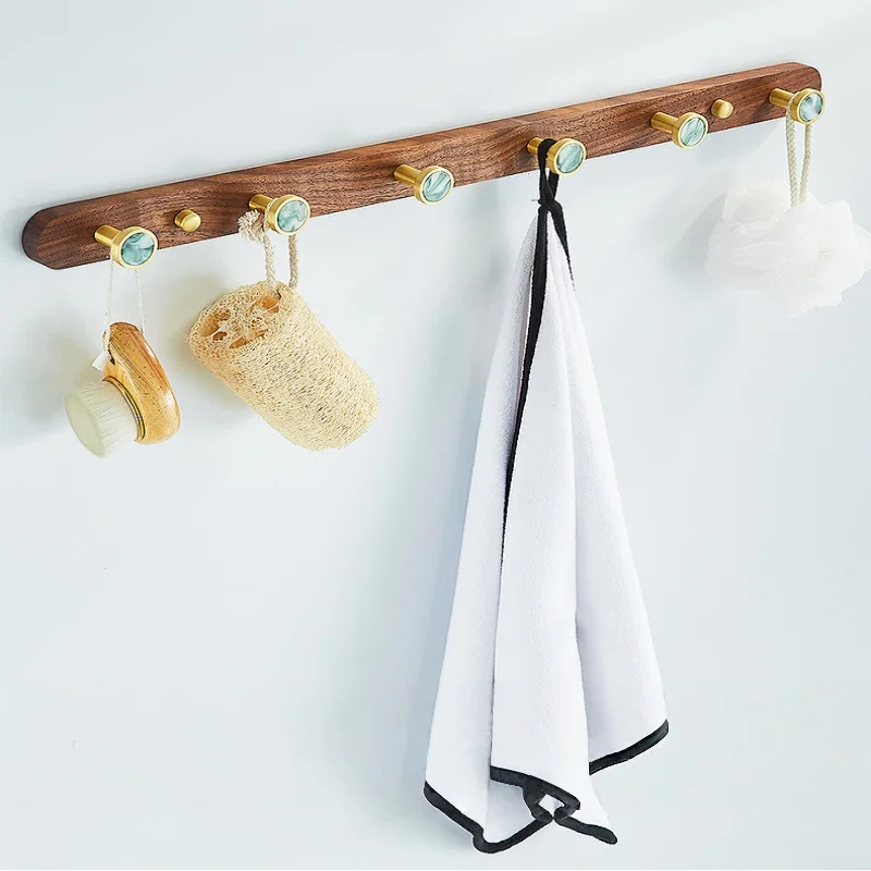 

Creative Robe Hooks Wood Bathroom Clothes Hook Wall Mounted Towel Hook Aluminum Key Hat Bag Towel Hanger Bathroom Robe Hooks