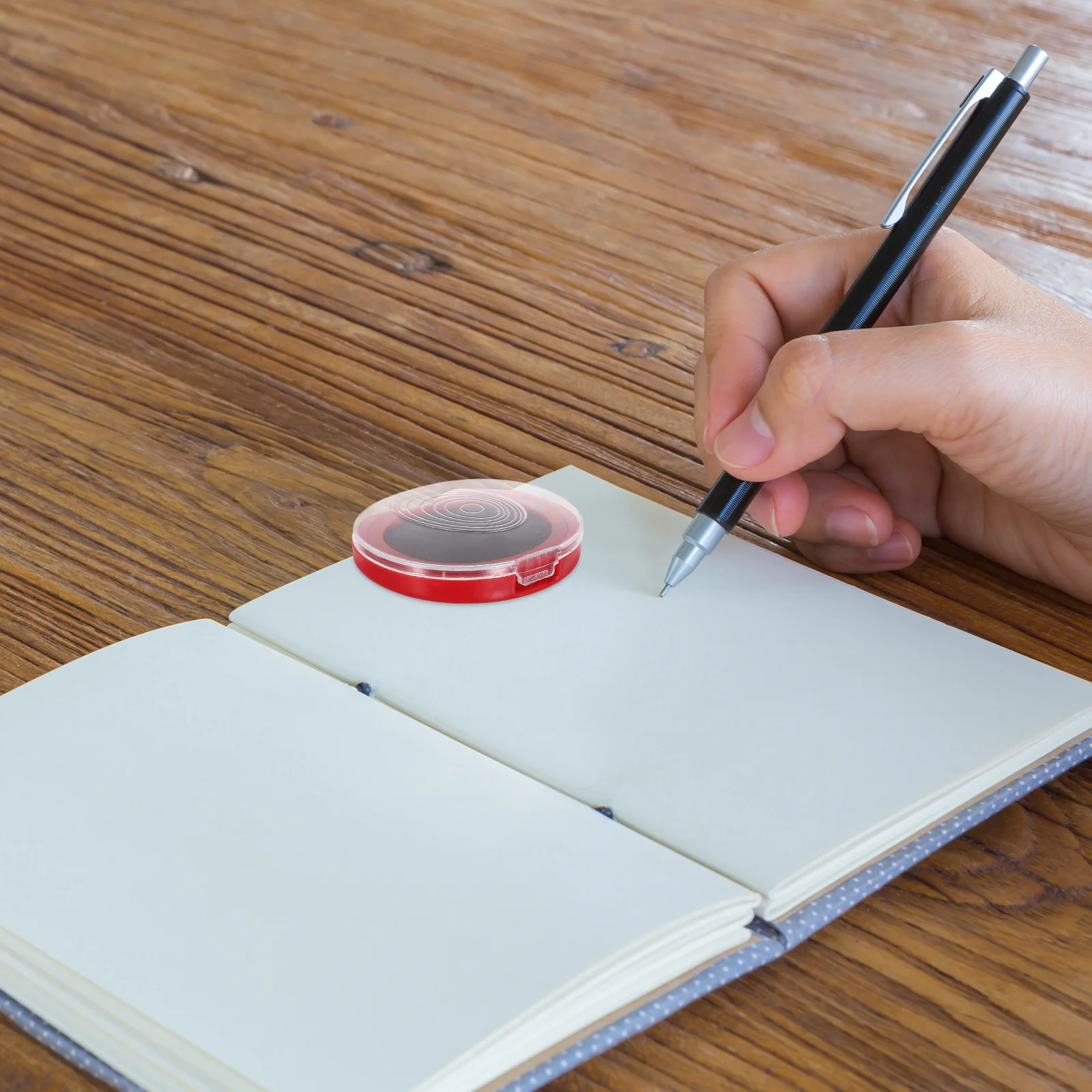 Almohadilla de tinta portátil para huellas dactilares, almohadilla de tinta roja para oficina, suministros de notaario, identificación en el aula, estampado, impresión compacta, 4 Uds.