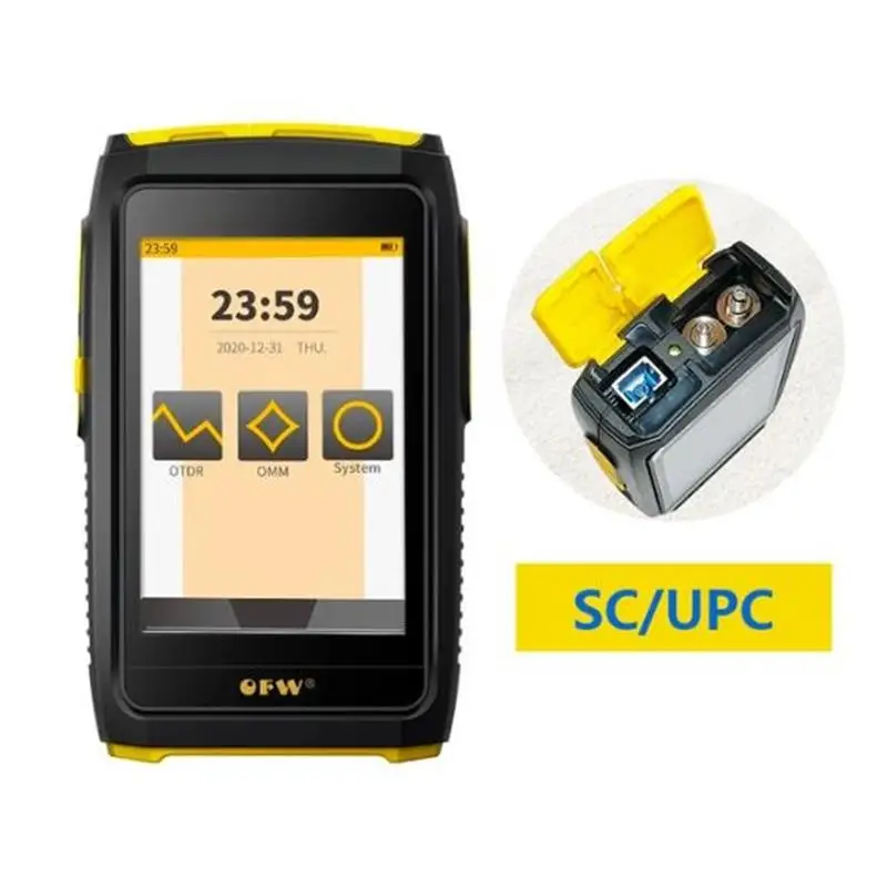 Top Mini OTDR Active Fiber Live Test, 1550nm, 20dB, Optical Fiber Reflectometer, Touch Screen, OPM, VFL, OLS, SC Connector