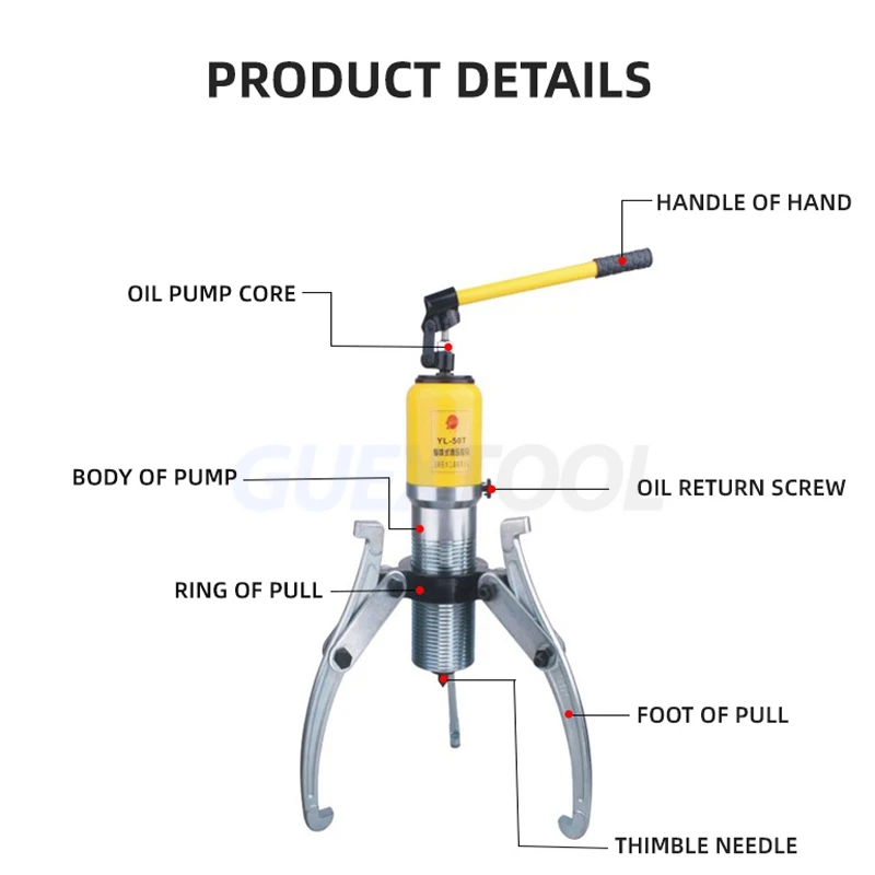 5 Tons Hydraulic Gear Wheel Bearing Puller Separator Tool Two & Three Adjustable Jaws With Portable Box Three-jaw Bearing Puller