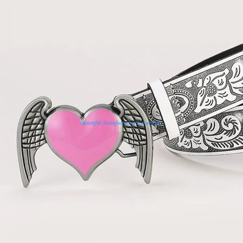 E56A حزام فريد من نوعه للمراهقين بإبزيم على شكل قلب وحزام خصر قابل للتعديل ملفت للنظر #5