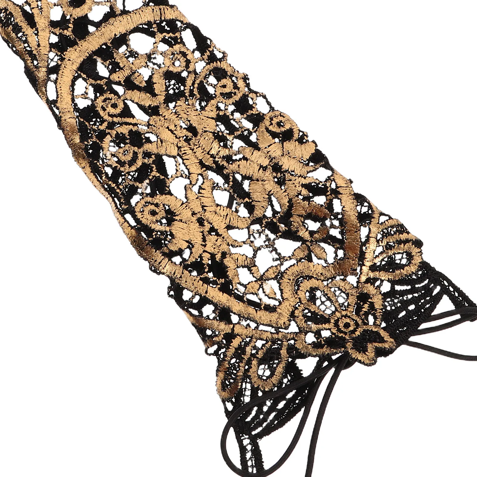 2 قطعة حجر الراين مطرز الدانتيل أصابع قفازات القوطية Steampunk الزفاف معصمه لحفلة الهالوين أنيقة مطرز قفازات برباط