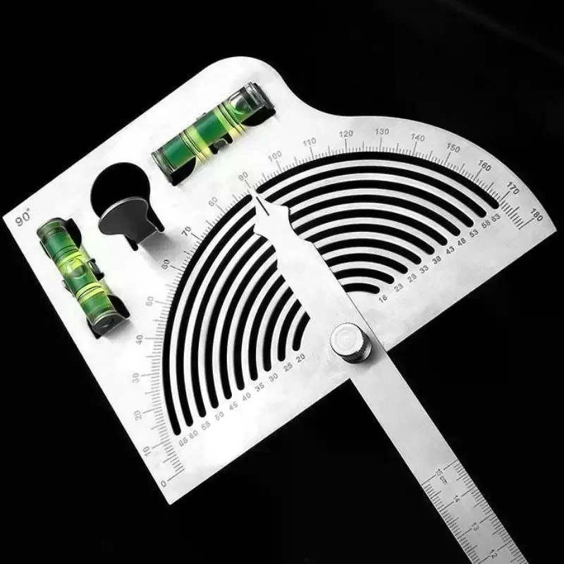 1 قطعة عالية الدقة قابل للتعديل 180 ° مسطرة زاوية - أداة قياس متحركة متعددة الوظائف من الفولاذ المقاوم للصدأ لأعمال النجارة #2