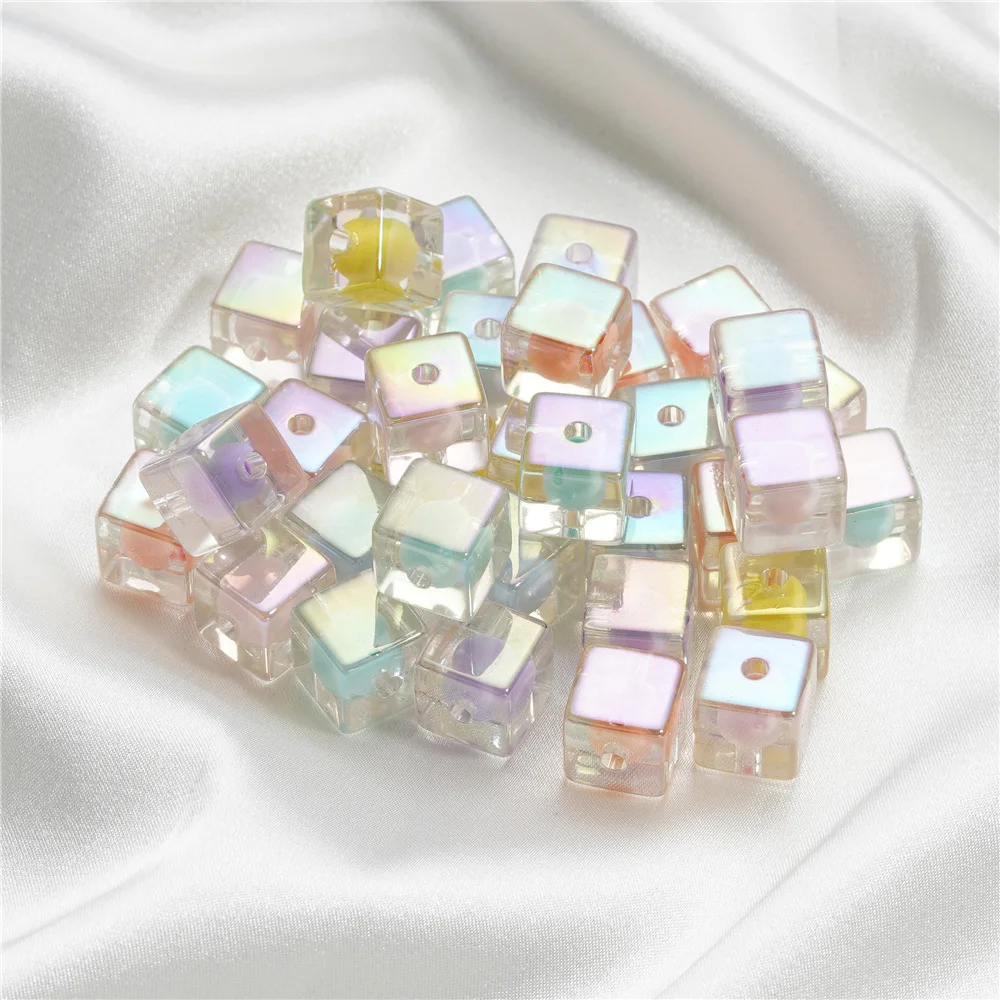 5Pcs Hot Selling Acrylic Multicolor Transparent Square Sugar Powder Bead Crystal Transparent DIY Jewelry Bead Material Wholesale