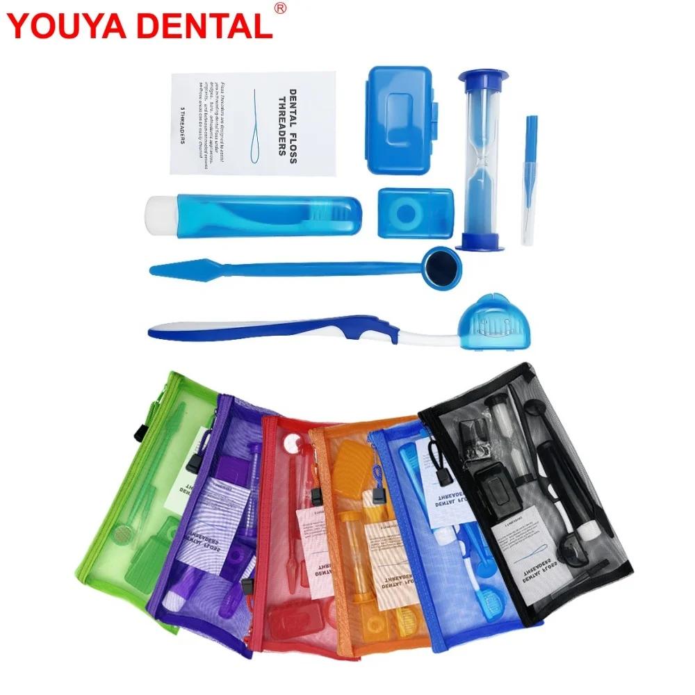 Travel Orthodontic Oral Care Kit Foldable Toothbrush Interdental Brushes Dental Mouth Mirror Floss Ortho Wax Teeth cleaning Sets