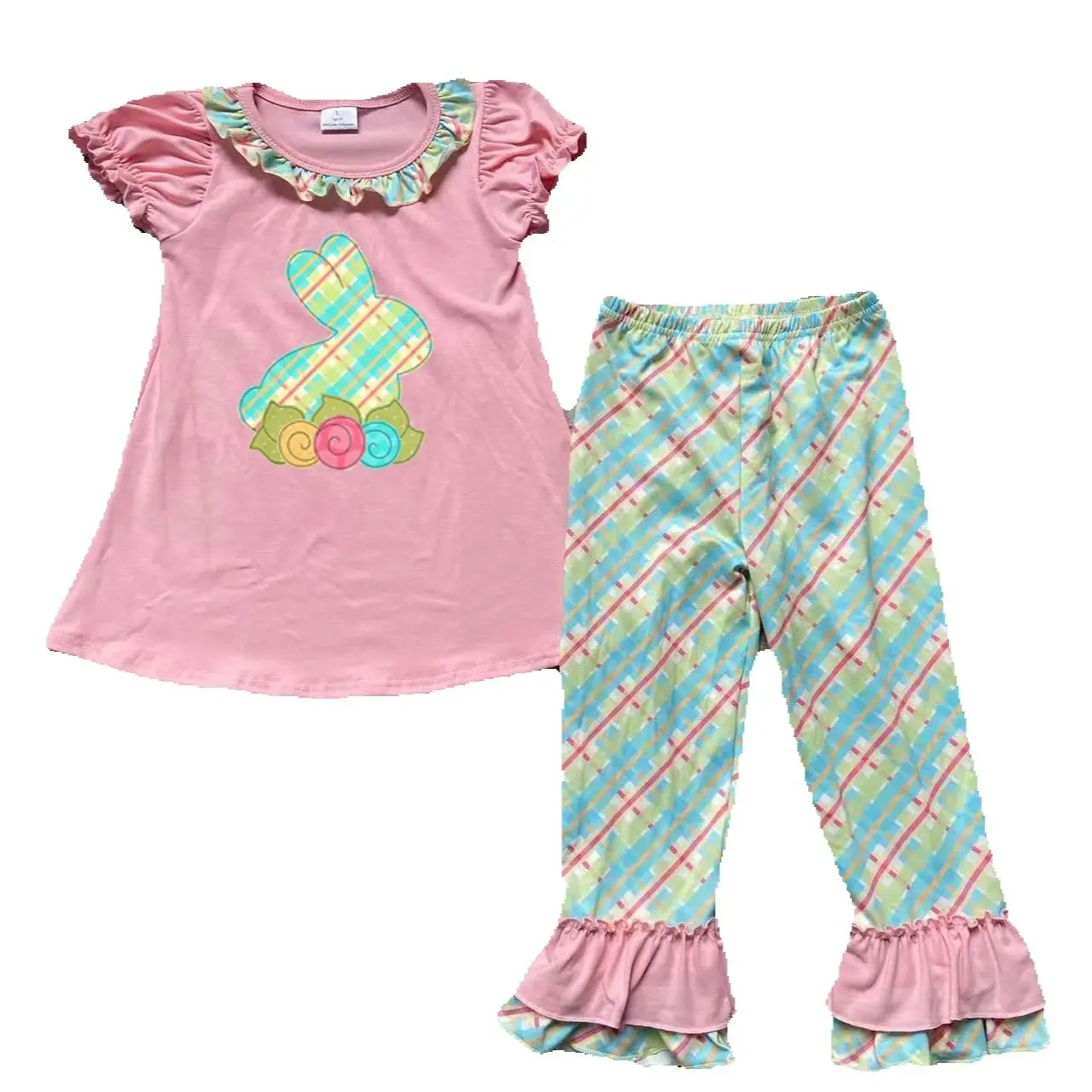 GSPO0974 pre-order girl easter outfit bunny pants set girl easter clothing set-embroidery real pic