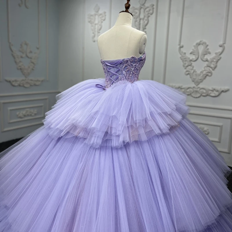 فستان Quinceanera الدولي كريستال متعب الحبيب Straless الكرة الأرجواني فستان سهرة DY9906 رداء سهرة أنيقة