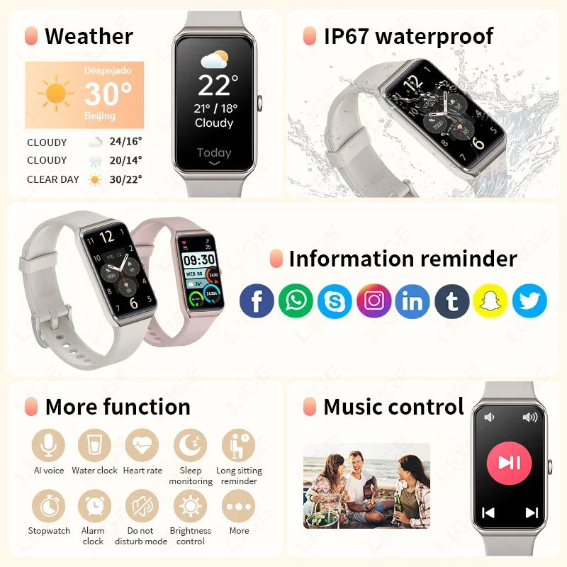 Reloj inteligente Xiaomi 2025, pulsera deportiva para mujer, termómetro, Monitor de salud, reloj inteligente resistente al agua para mujer para Xiaomi