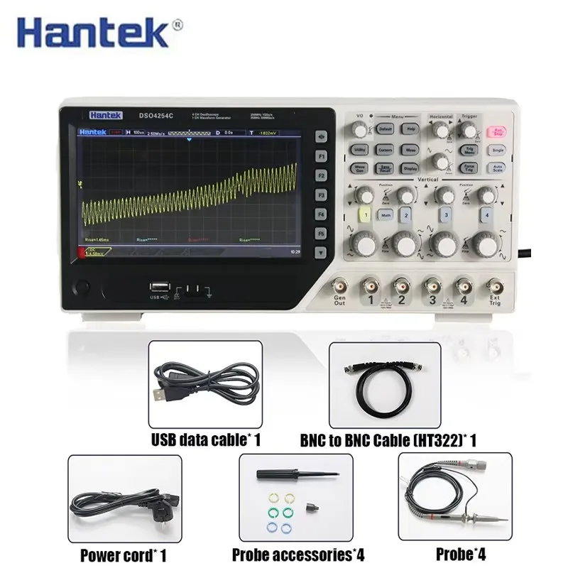 Hantek DSO4254C Digital Oscilloscope 4CH 250Mhz Bandwidth LCD PC Portable USB Oscilloscopes 1GS/s Sample Rate