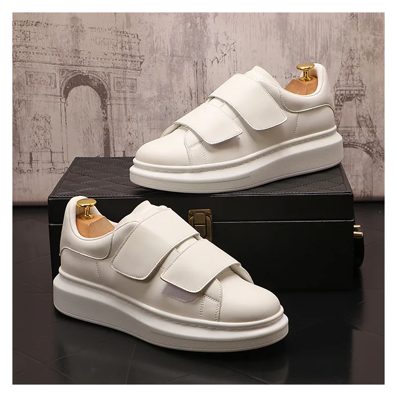 Korean style mens casual white shoes brand designer flats shoe genuine leather platform sneakers youth street footwear zapatos