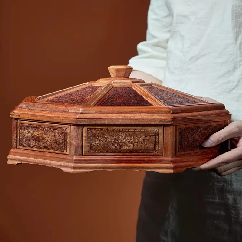 

Fruit plate household living room tea table snack plate dried fruit nuts mahogany fruit storage box