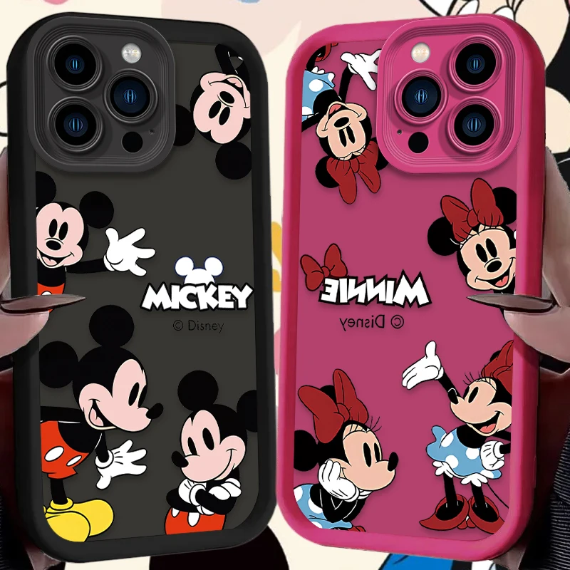 Funda de Silicona con Diseño de Minnie y Mickey Mouse de Disney para iPhone 17 Air 16 16E 15 14 13 12 11 Pro Max X XS X S Max XR SE 2020 SE4 7 8