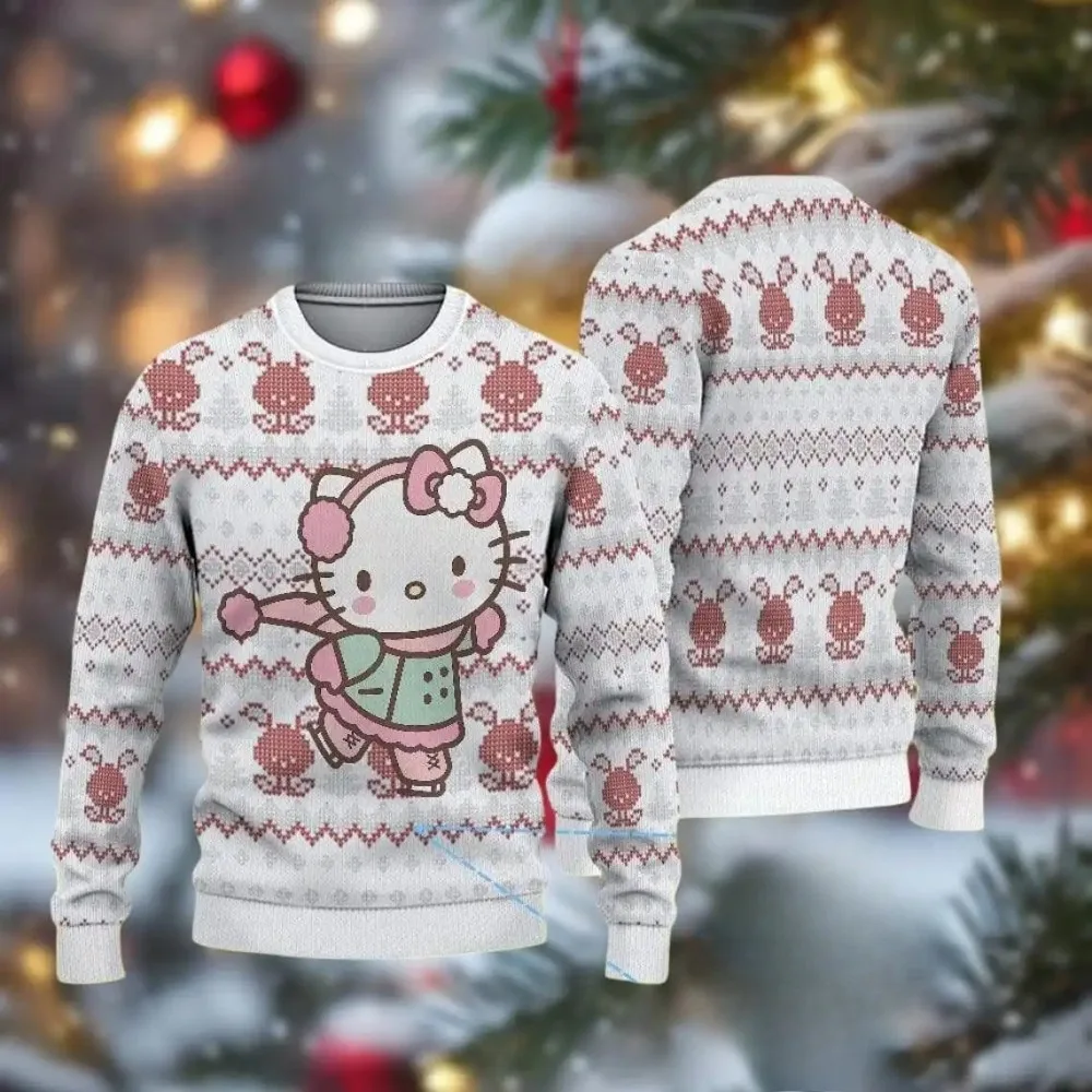 

Hello Kitty Ugly Christmas Chic 3D принт модный удобный пуловер женский модный праздничный зимний уличный свитер