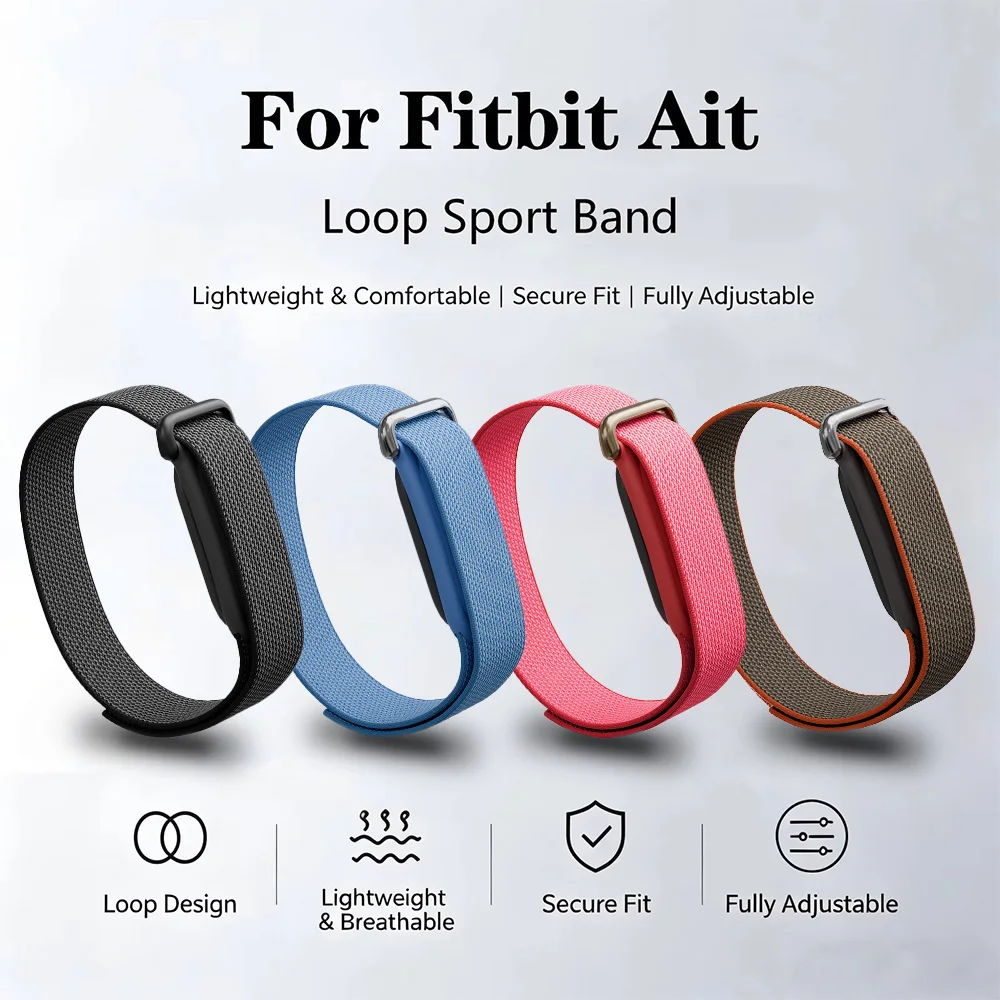 Sport Nylon Braided Watch Strap for Google Fitbit Air Loops Bracelet Breathable Hook and Loops Strap Band Adjustable Wristband