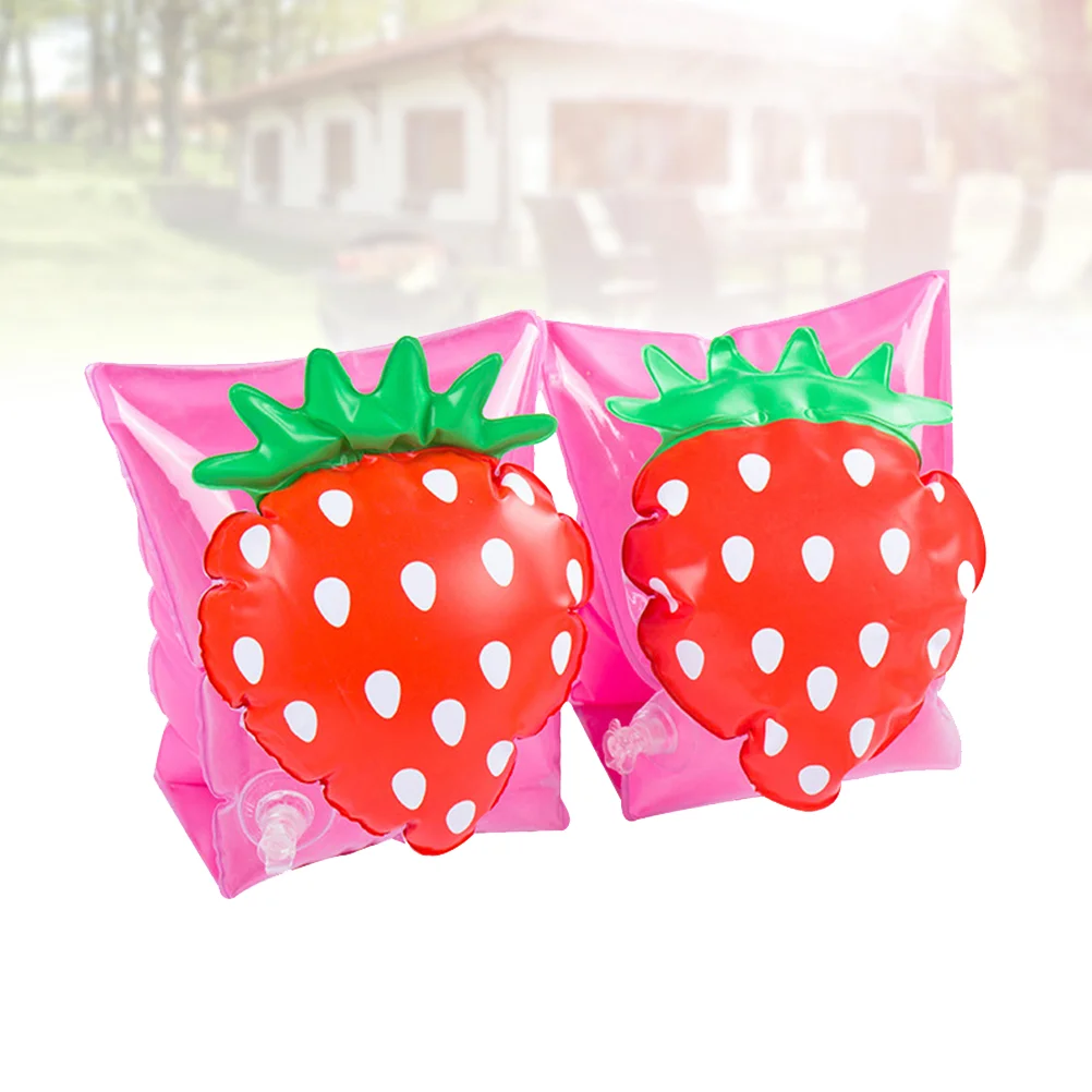 

1 Pair Baby Swimming Arm Ring Child inflatable Swim Pool Safety Training Swimming Arm Band Float Ring for Kids (Strawberry)