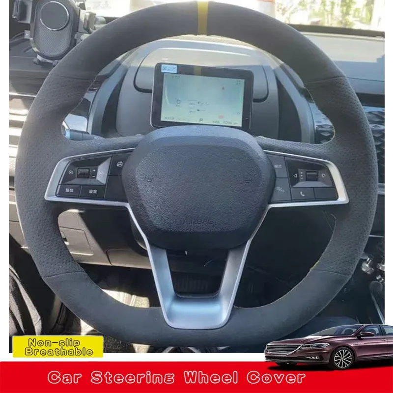 

Custom Hand Sewing Suede Leather Car Steering Wheel Cover For BYD Ato 3 Fa Feng Tang F3 E6 Yuan Song plus EV Qin Han Dolphin S6